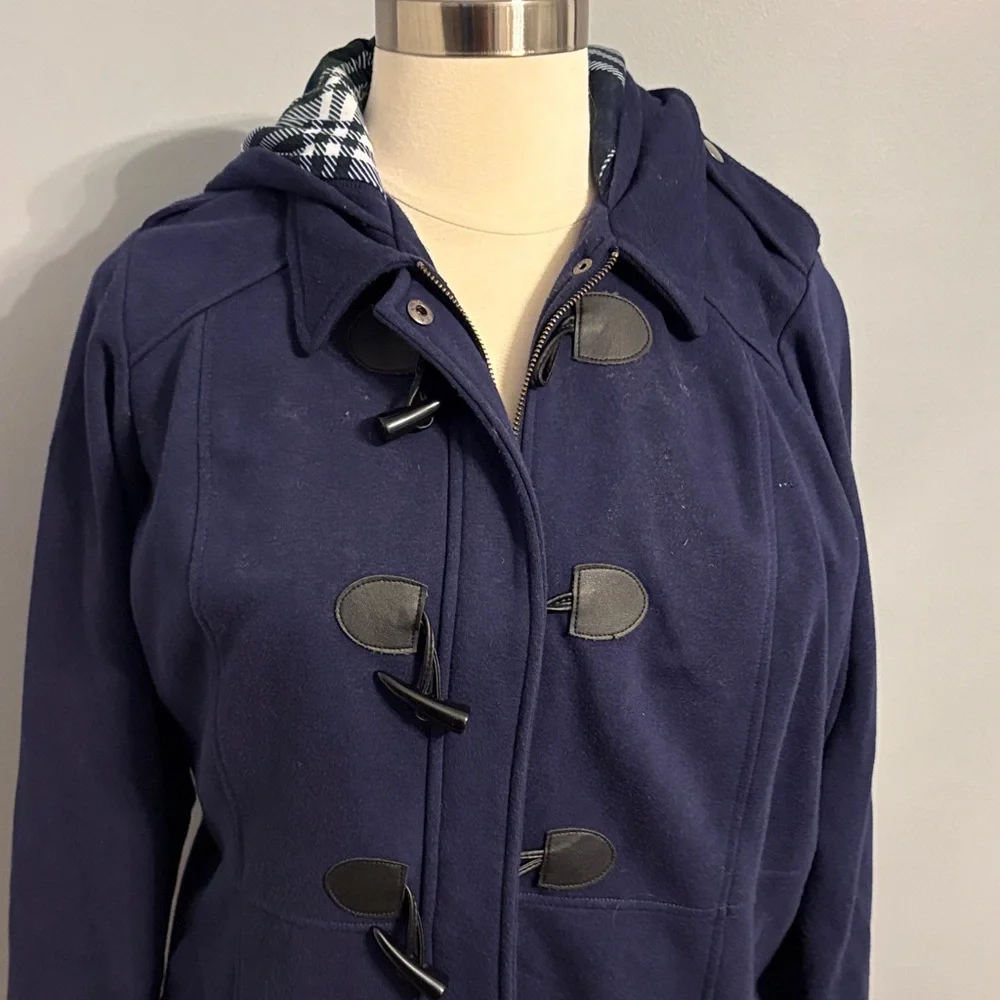 torrid Navy Hooded Toggle Pea Coat - Picture 4 of 9